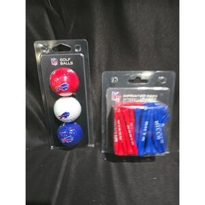 Buffalo Bills 3 Pack of Golf Balls Full Color With 50 Buffalo Bills Tees